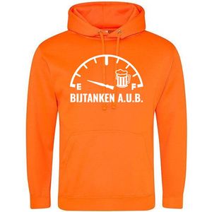 Bijtanken A.U.B Oranje Hoodie - bier - drank - alcohol - kroeg - cafe - feest - zandvoort - grappig - unisex - trui - sweater - capuchon