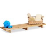 Relaxdays badrekje bamboe - badplank 70 cm breed - badkuip plank - badkuiprek - naturel