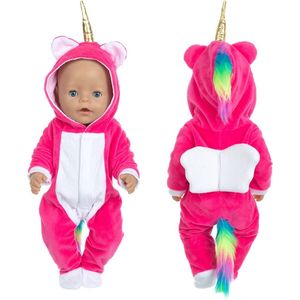 Unicorn Onesie - Fel Roze - Poppenkleertjes voor Pop 43 cm - Geschikt voor o.a. Baby Born