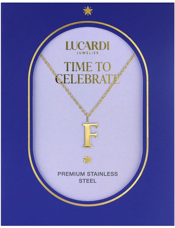 Lucardi - Dames Stalen Goldplated Ketting - Goudkleurig - 47 cm