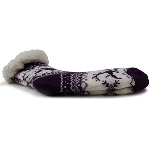 Warme antislipsokken - Huissokken - Zwart - Rendieren - Met noppen - Maat 36/41