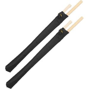 Eetstokjes Gemaakt van Bamboe In Zwart Stoffen Zakje 4x Stuks - Herbruikbare Eetstokjes Voor Sushi