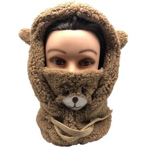 Beren Gezichtsmasker, Mondkap, Snoezig, Fluffy, Schattig, Beertje, Dier, Licht-Bruin,