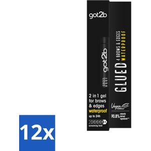 12 x Got2B - Wenkbrauwgel - 4 Brows & Edges Waterproof Transparant - 16 ml - Wenkbrauwen Stylen - Haarranden Stylen - Waterdichte Gel - Strakke Brows - Babyhaartjes