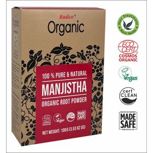 Radico - ORGANIC MANJISTHA - Poeder Haarmasker - 100% Natuurlijke BIO - 100g