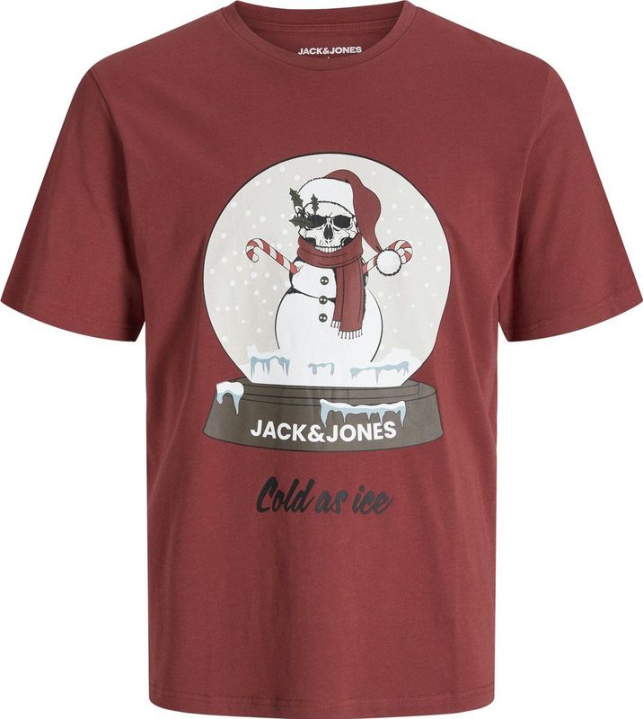 JACK & JONES Jjnoel Xmas Tee Ss Crew Neck Jnr voor heren, brick red, 152