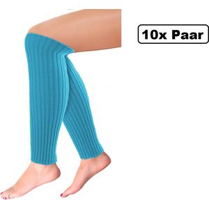 10x Paar Beenwarmers Milano turquoise - Thema feest party disco festival partyfeest optocht