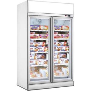 Professionele Display koelkast | 1000 L | 2 Glasdeuren | wit | Lichtbak | Combisteel | 7455.2400 | Horeca