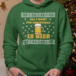 Foute Kerst Hoodie Groen All I Want For Christmas Is Beer XS