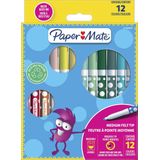Paper Mate uitwasbare kinderviltstiften | Geweldig voor kinderen om te kleuren | Medium punt | Verschillende heldere kleuren | 12 stuks