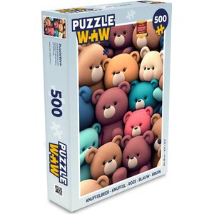 Puzzel Knuffelbeer - Knuffel - Roze - Blauw - Bruin - Kind - Legpuzzel - Puzzel 500 stukjes