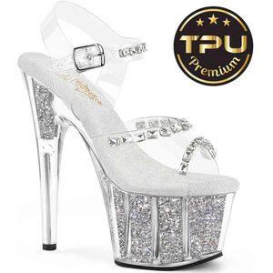 Pleaser - ADORE-708PREM-STNG Sandaal met enkelband - US 12 - 42 Shoes - Transparant