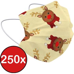 Mondkapje Kerst Wegwerp Mondmasker Mondkapjes Niet Medisch Universeel - Geel x Rendier - 250x