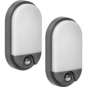 Set van 2 - NEFRYT LED Buitenlamp met Bewegingssensor – Tuinverlichting 4000K – Buitenverlichting met IP54 - Muur / Wandlamp 1100lm – buiten IK08 - Antraciet