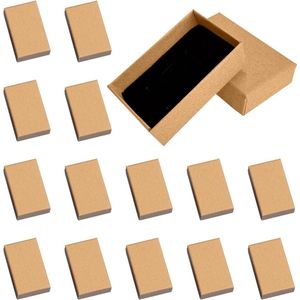 14 pieces kraft cardboard jewellery box 8 x 5 x 3 cm with sponge - ring necklace bracelet - kraft paper gift box with lid