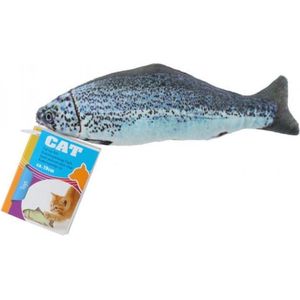1x Kattenspeeltjes vissen knuffels 19 cm - zalm - Speelgoed vissen voor katten