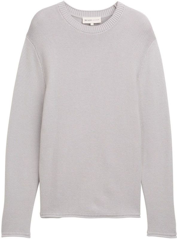 TOM TAILOR DENIM - Trui - Lichtgrijs - Knitwear - Losse Pasvorm - Lange Mouw
