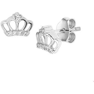 TFT Oorknoppen Kroon Zirkonia Zilver Gerhodineerd Glanzend 6.5 mm x 7.5 mm