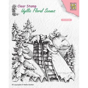 Nellie Snellen Idyllic Floral Scenes Clear Stempel Santa Claus At Work 95x107mm