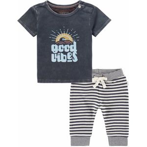 Noppies - Kledingset - Broek Ahidud blauw gestreept - Shirt Huzhou Ebony met print - Maat 50