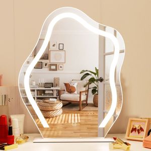 Hollywood Make-up Spiegel - Met Energiebesparende LED-Strip - Verlichte Make-up Spiegel Met Dimbare 3 Verlichtingsmodi - Voor Desktop of Wand Gemonteerde Slaapkamer Ijdelheid Spiegel - 40 * 50cm Onregelmatige Cute Cloud Spiegel