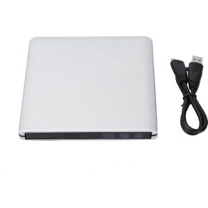 Ultralichte cd-dvd-rw-speler van aluminiumlegering met standcorrectiefunctie voor laptops - Silver.