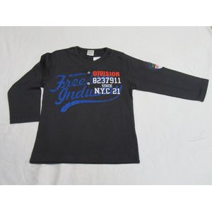 dirkje, jongens, t-shirt lange mouw , donker grijst , division, 110- 5 jaar