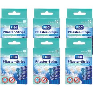 Figo® | 6 x 10 pleisters strips | transparant wondpleister | twee verschillende maten | extreem waterbestendig | multipack