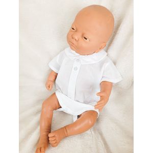 Mac Ilusion Romper Korte Mouw Met Puntkraag | CA31V24 | Linnen | Jongen | Wit | 1 maand | maat 56