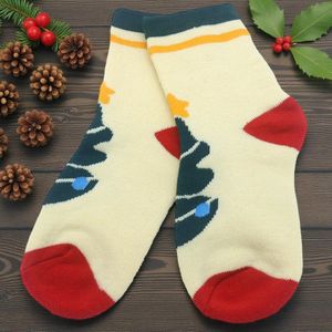 Kinderkerstsokken met kerstboom – Lichtgeel – Maat 33–38