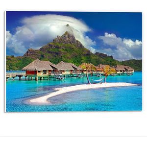 Forex - Huisjes op Bora Bora  - 40x30cm Foto op Forex