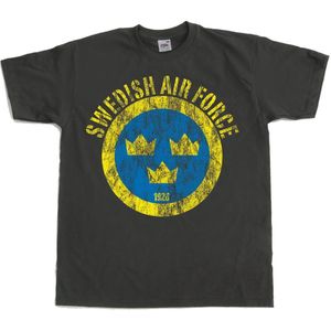 Hybris Swedish Airforce Distressed T-Shirt SH-1-15061-H3-11 DarkGrey-S