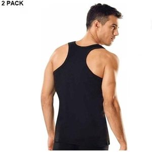 Marco Rossi Premium Kwaliteit - Halterhemd - Onderhemd - Hemden heren - Haltertop - Tanktop hemd - Katoen - Zwart- 2Pack - Maat S