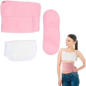 Pack Wrap Kit - Reusable Washable Castor Oil Pack - Relieves Pain - Adjustable Compress for Waist Neck - Pink