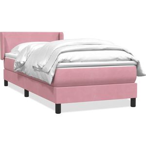 vidaXL Boxspring Fluweel Roze 80x210 cm Boxspring - Tweepersoonsbed - Rooskleurig Bed - Velvet Bed - Luxe Bed - Boxspring Met Matras - Slaapkamerinrichting - Modern Bed - Elegant Bed - Comfortabel Bed - Groot Aanbod Bedden