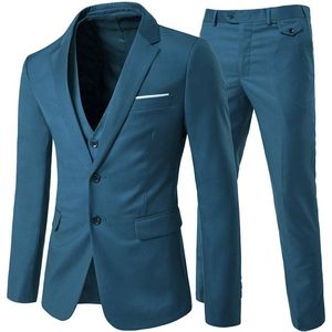 Allthemen Heren Effen Tweeknoops Driedelig Pak - Zakelijk - XS
