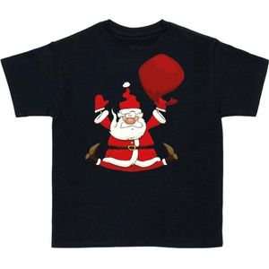 Kerstman - T-Shirt - Zwart - Kind - 110-116