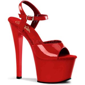 Pleaser - SKY-309 Sandaal met enkelband, Paaldans schoenen - Paaldans schoenen - 36 Shoes - Rood