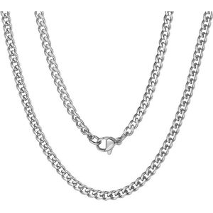 Fako Bijoux® - Schakelketting Staal - RVS - Gourmette - Cuban Link - 5mm - 55cm - Zilverkleurig