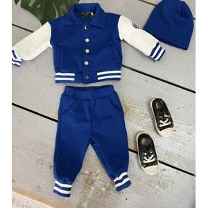 Baby jongens jogging bomber setje 3 delig ""Blauw"", verkrijgbaar in de maten 68 t/m 104