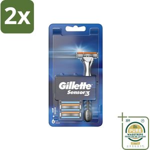 Gillette - Sensor 3 - Scheerset - Glijcomfort - Houder & 6 Navulscheermesjes - Voordeelverpakking - 2 stuks - Gillette Sensor 3 - Glad scheren
