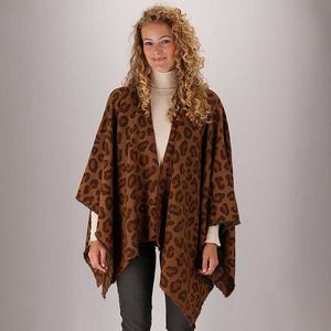 Morethansocks - Geweven Poncho - Panterprint - Poncho Dames Omslagdoek