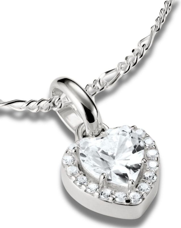 Bedel Hanger - Zilver - Hart Met Stenen Verbinden