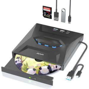 Externe CD/DVD Drive met SD Slot en USB 3.0 - Draagbare Brandere met Hoge Snelheid voor Laptop en Desktop