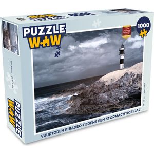 Puzzel Vuurtoren Ribadeo tijdens een stormachtige dag - Legpuzzel - Puzzel 1000 stukjes volwassenen