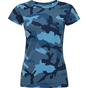 SOLS Dames/dames Camo T-Shirt met korte mouwen (Blauwe Camo)