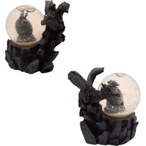 Set Draken Beeld Sneeuwbol - set van 2 draken fantasy gothic schudbol 7 cm | GerichteKeuze