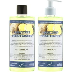 Handzeep Fresh Ginger 500 ml - set van 2 stuks - met gratis pomp - Voordeelverpakking
