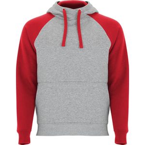 Roly Badet Hooded Sweatshirt RY1058 - Heather Grey 58/Red 60 - L
