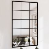 The Living Store Wandspiegel - N - v - t - Decoratieve spiegel - 100 x 60 cm - Zwart frame - Metaal en glas